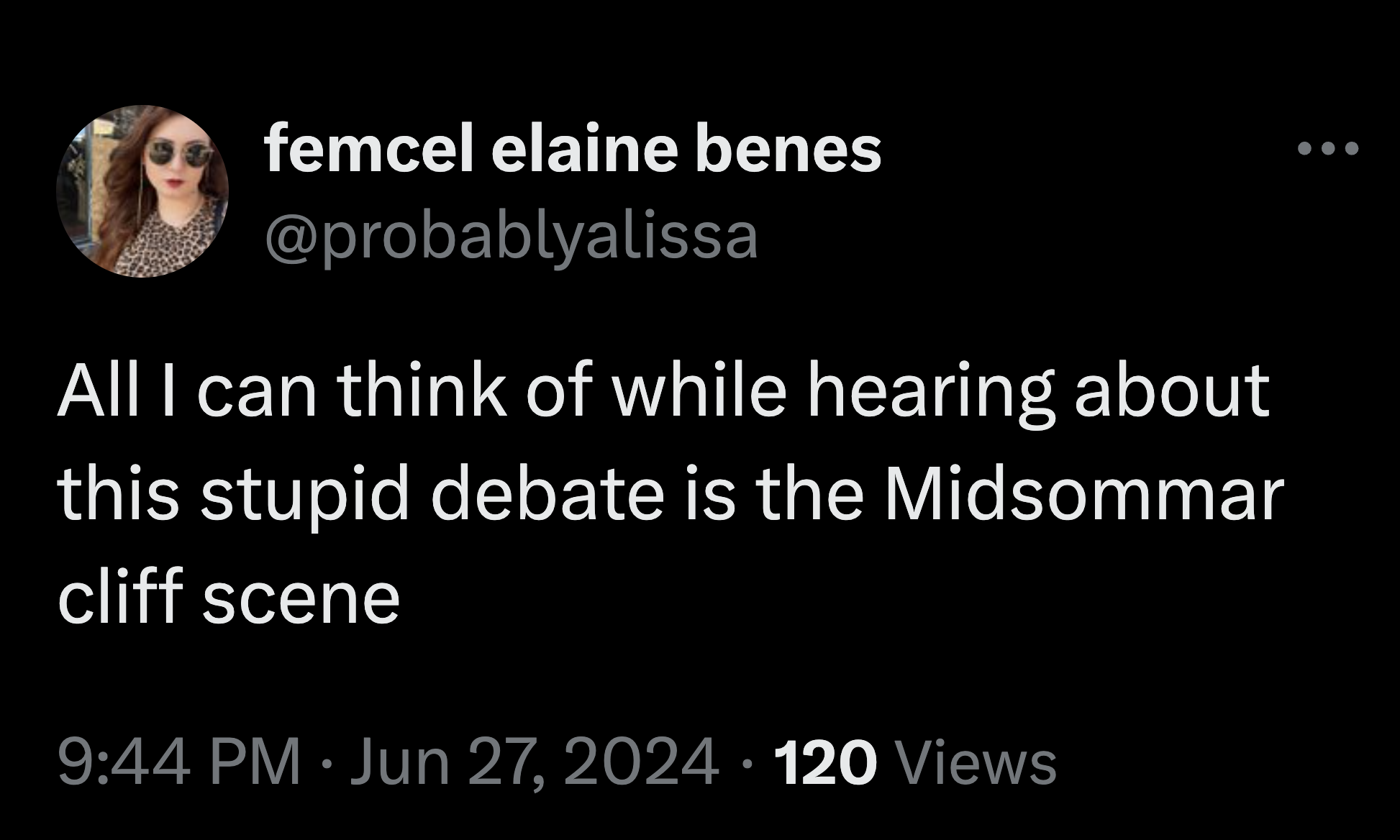 chiton - femcel elaine benes All I can think of while hearing about this stupid debate is the Midsommar cliff scene 120 Views